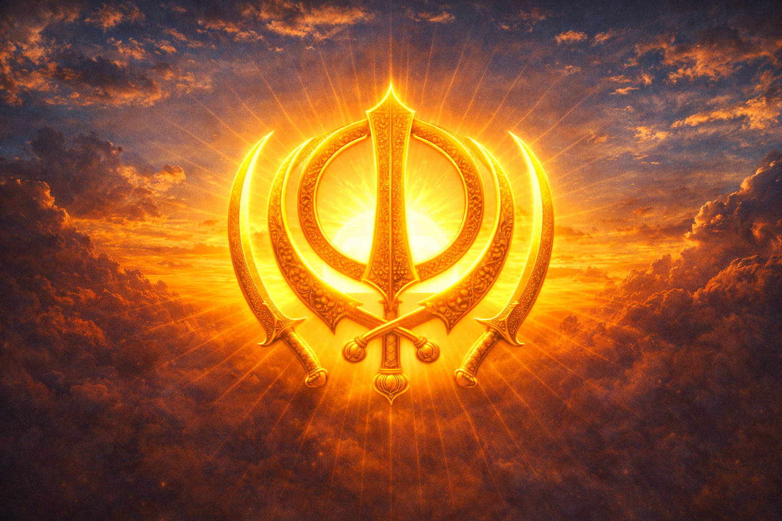 Khanda Glowing at Sunrise — Inspirational Sikh Symbol